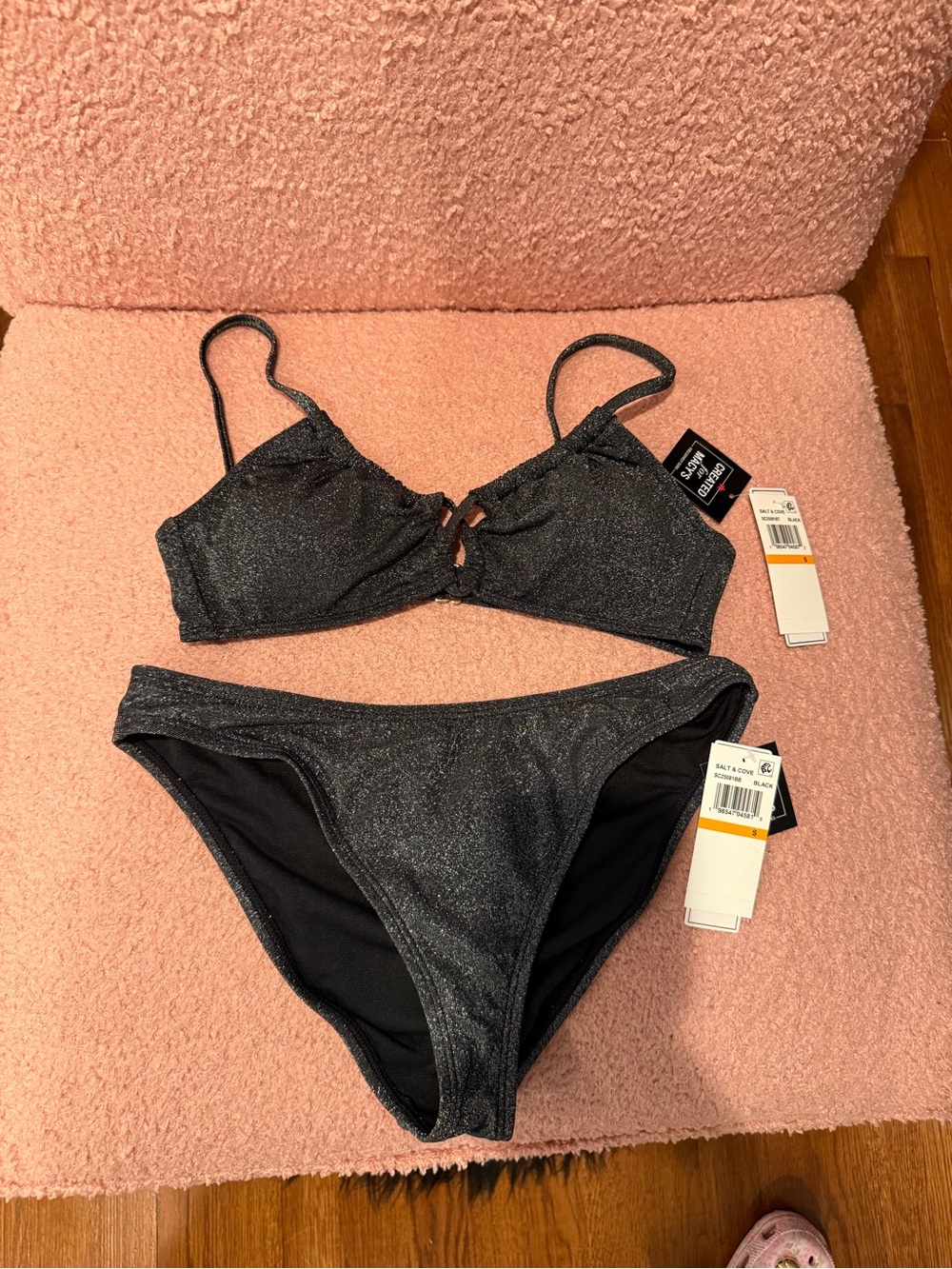 Black Shimmer Bikini Set - Two-Piece Swimwear